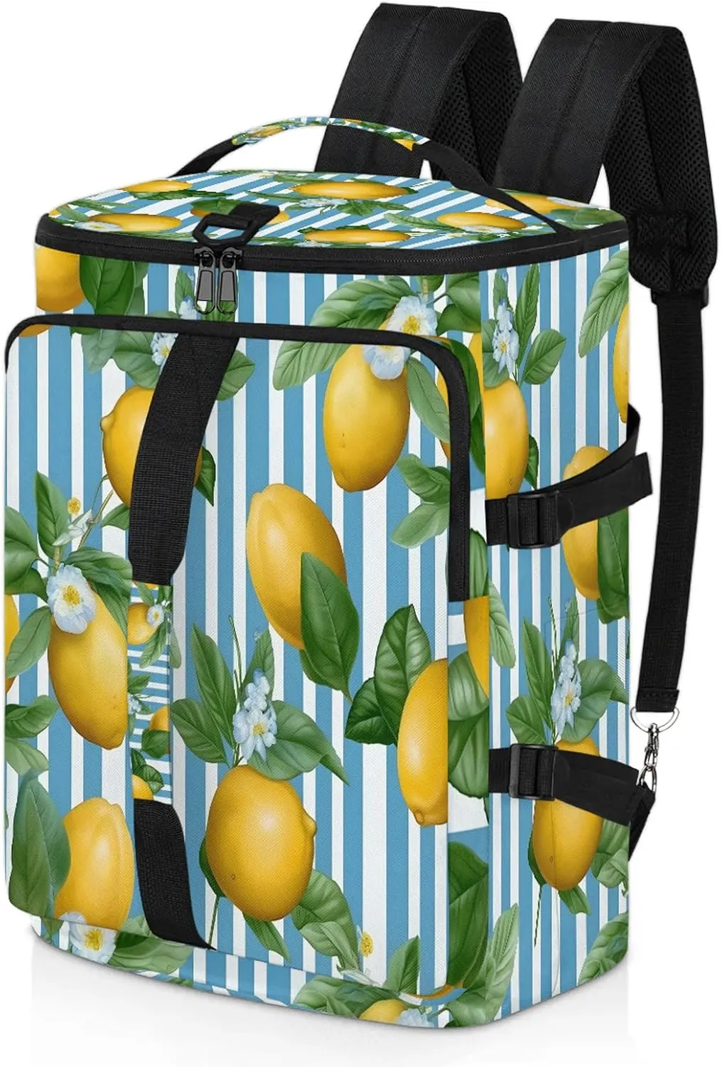 Yellow Lemon Theme Gym Duffle Bag Backpack Waterproof Sports Bags with Shoe Compartment 48L Carry On Overnight Weekender Travel Luggage