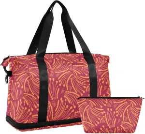 Yellow Petals Floral Gym Bag Duffle Bag with Wet Pocket&Shoe Compartment Overnight Weekender Travel Bag