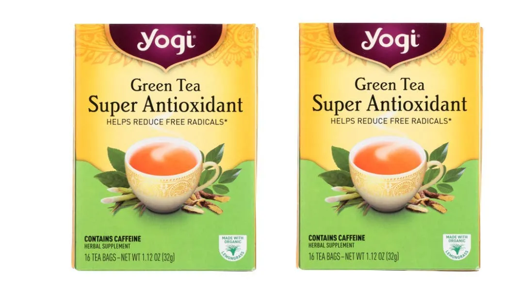 YOGI Organic 2 PACK (32 TEA BAGS )Tea Green Detox Herbal Blends Over 40 Different Flavors to choose from (GREEN TEA SUPER ANTIOXIDANT)