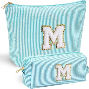 YOOLIFE Cute Travel Makeup Bag - Sweet 16 Gifts Sister Girlfriend Gifts Monogram Makeup Bag Make Up Bag Large Cosmetic Bags for Women Makeup Bag Friend Birthday Gifts Teen Girl Gifts Trendy Stuff M