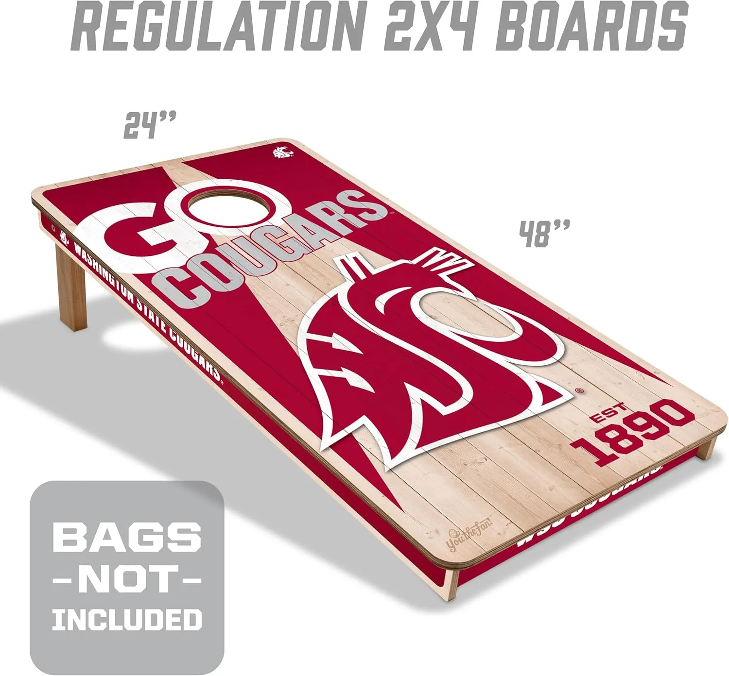 YouTheFan NCAA 2’ x 4’ Professional Wood Cornhole Game