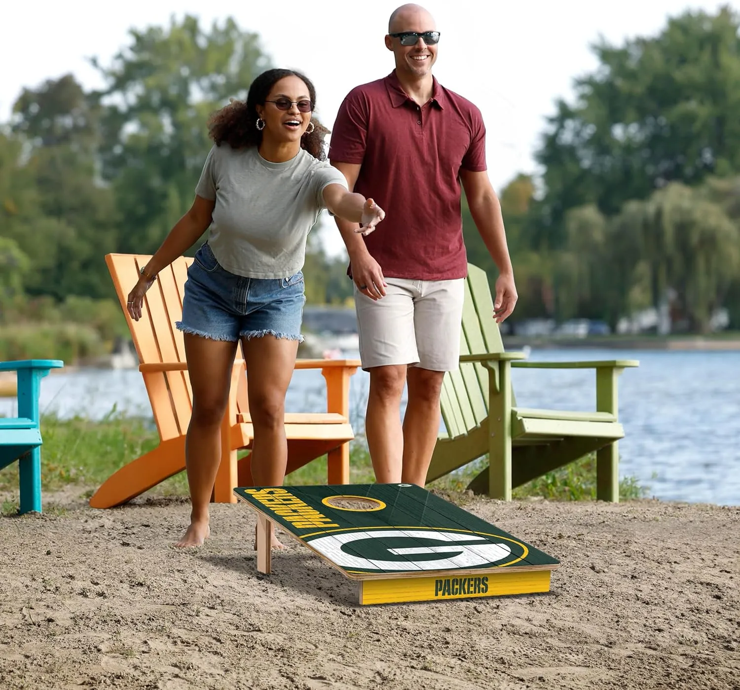 YouTheFan NFL 2’ x 3’ Wood Cornhole Game with Logo Bags