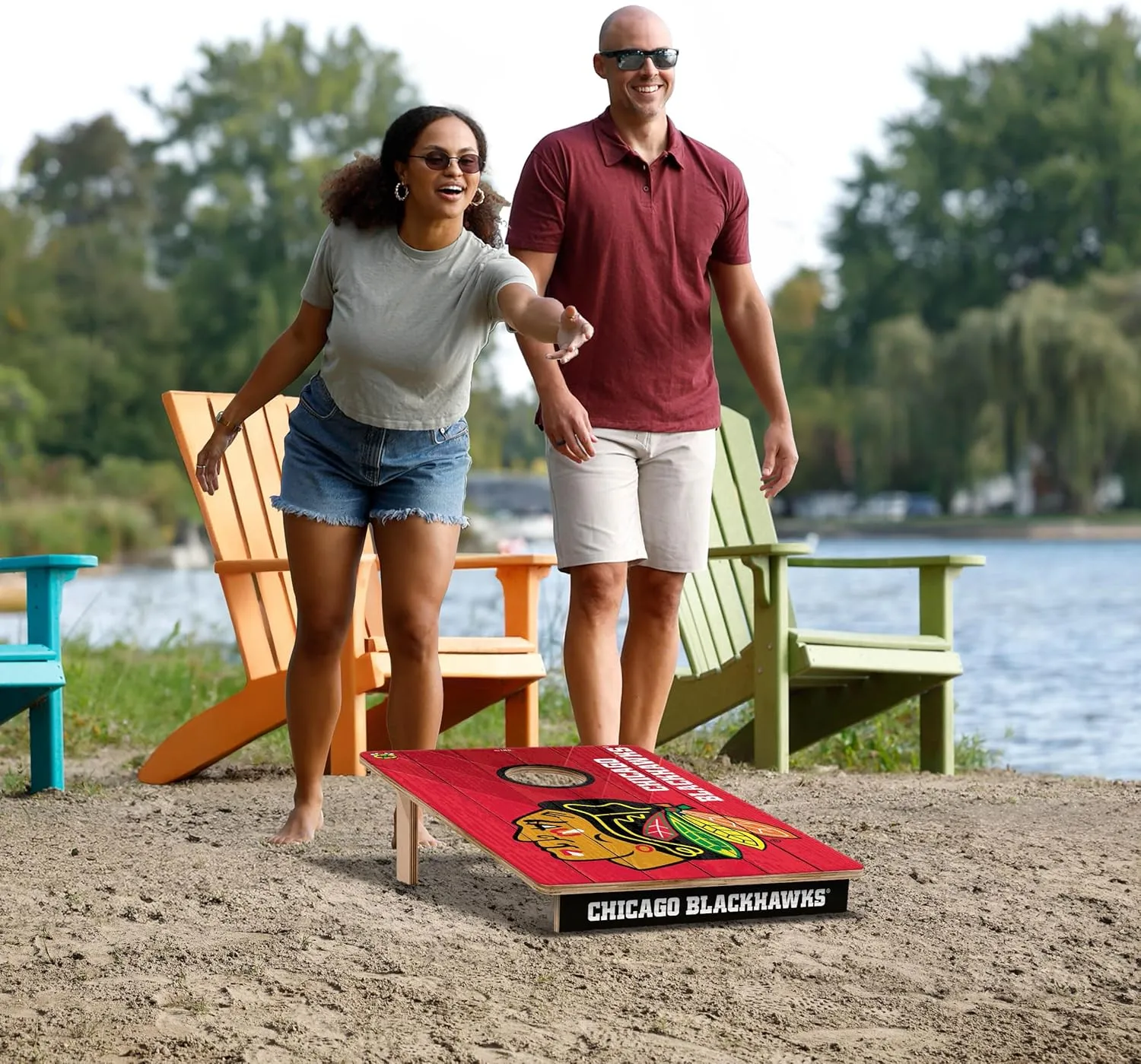 YouTheFan NHL 2’ x 3’ Wood Cornhole Game with Logo Bags
