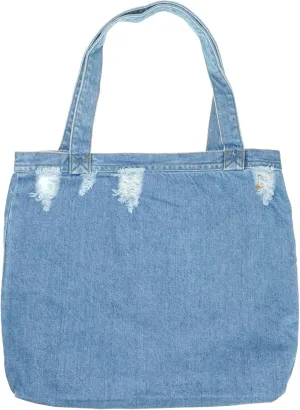 YunZh Reusable Grocery Bags Denim Tote Bag Casual Style Lightweight Classic Retro Travel Shopper Shoulder Handbag