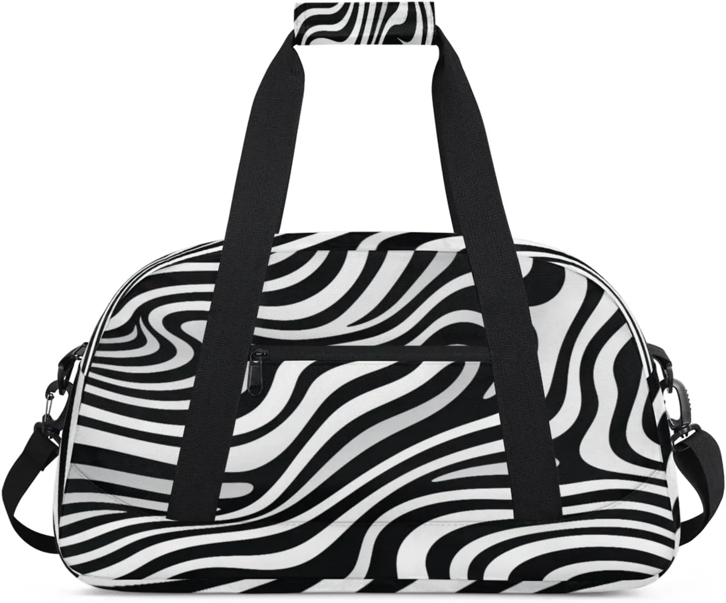 Zebra Printed Gym Bag for Women Men, Sports Travel Duffel Bag Lightweight Workout Bag Carry On Overnight Weekender Bag