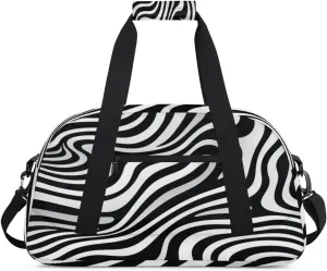 Zebra Printed Gym Bag for Women Men, Sports Travel Duffel Bag Lightweight Workout Bag Carry On Overnight Weekender Bag