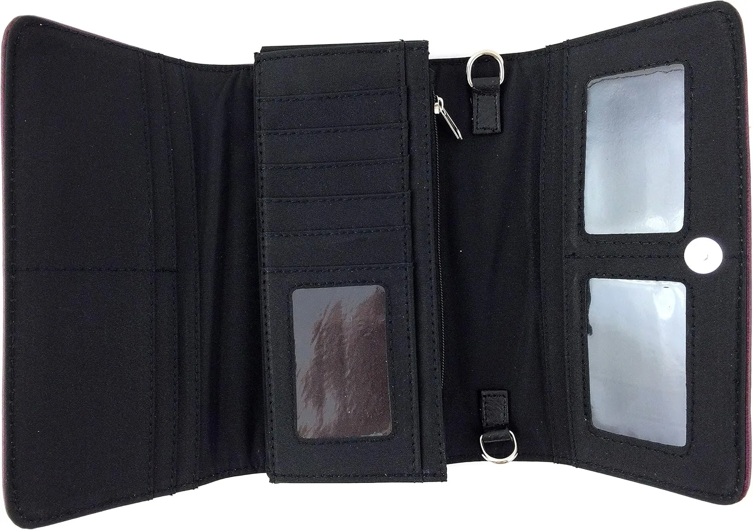 Zelris Camouflage Shine Glow Cross Wings Women Crossbody Trifold Wallet
