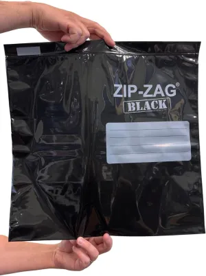 Zip Zag Bag Black (2 LB) 10x Extra Large Zipper Bags (16.93" x 16.93") | Say Goodbye to Stale Herbs And Spices With Food Safe Zipper bags | Resealable, Reusable, Washable, Airtight Bags