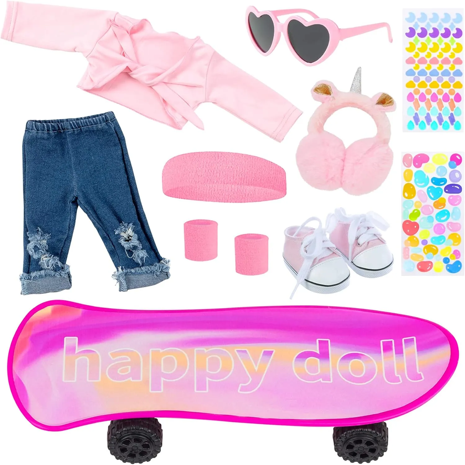 ZITA ELEMENT 18 Inch Girl Doll Scooter Skateboard Clothes and Accessories - 18 Inch Doll Clothes Set Sport Shoes Scooter and Other Outdoor Sport Stuff