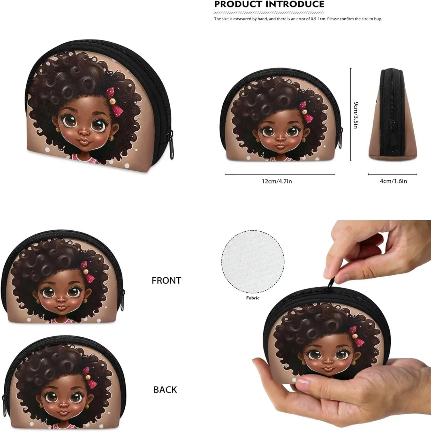 ZOUTAIRONG African Black Girl Mini Backpack Leather Purse and Wallet Set for Women Small Daypacks Purse for Girls Travel Pouch Afro American Magic Princess Makeup Bag