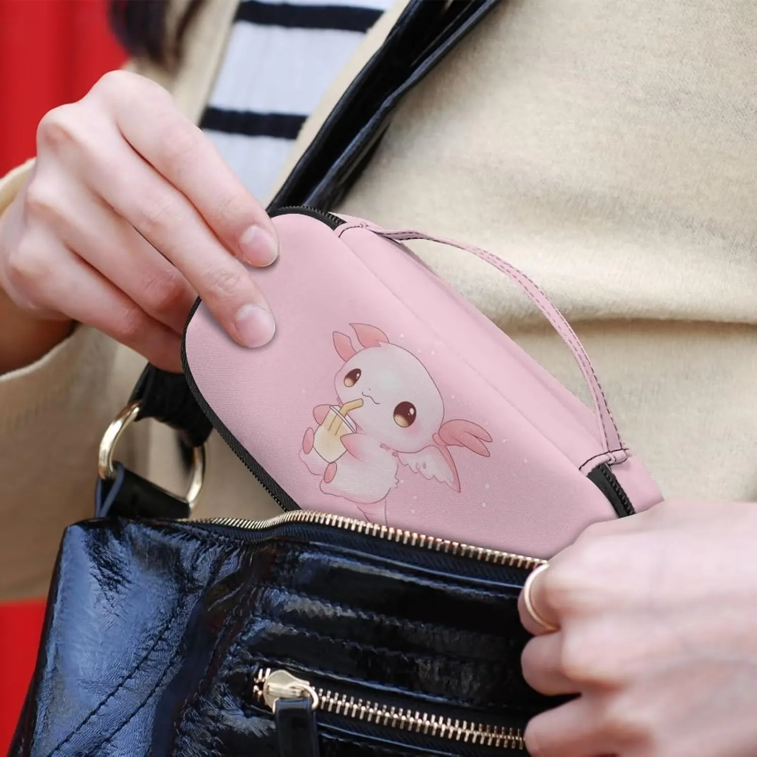 ZOUTAIRONG Axolotl Insulin Travel Case Cooler for Medicine Insulated Organizer Medication Cooler Bag for Diabetic Insulin Pen and Vials Storage Christmas Gifts Pink