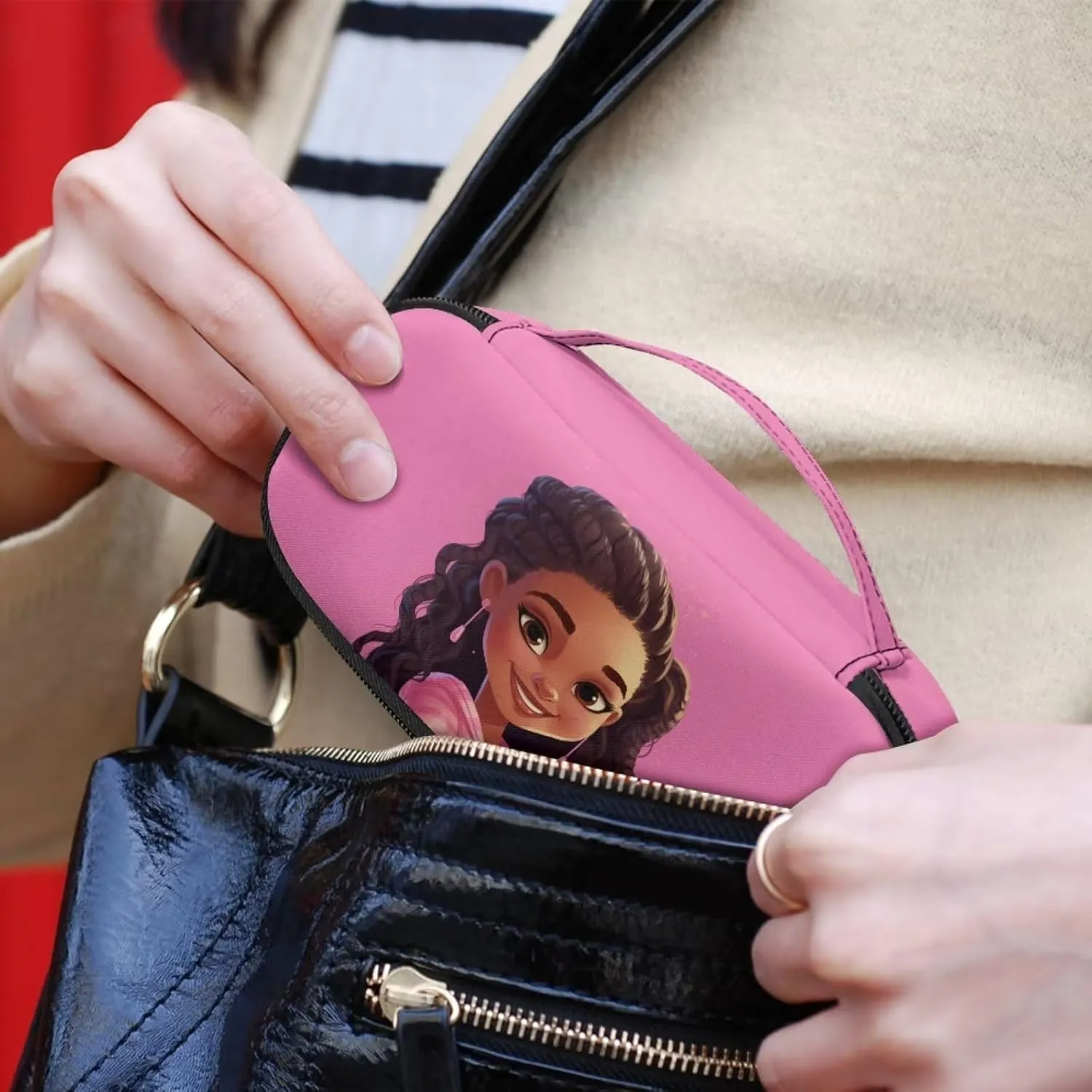 ZOUTAIRONG Black African Girl Insulin Cooler Travel Case Insulated Diabetic Kit Portable Bag Medication Cooler Bag for Insulin Pens Blood Glucose Monitor Supplies American Princess