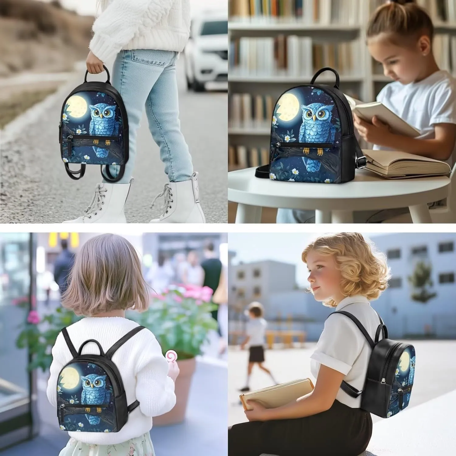 ZOUTAIRONG Blue Eagle Print Mini Backpack Purse for Women Teen Girls Shoulder Bag Wallet Set Portable Case Daypack Small Travel Pouch Shopping Bag