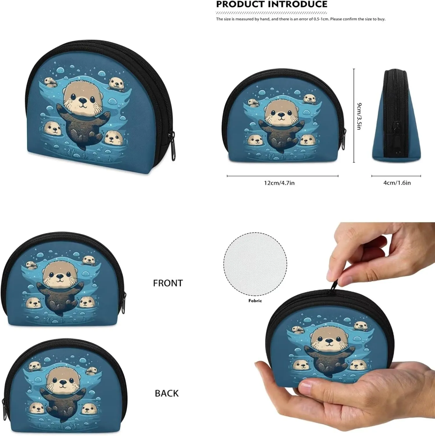 ZOUTAIRONG Cute Otter Mini Backpack Set for Women Purse Wallet Daypack College School Travel Pouch Shoulder Bag Small Backpack Mini Purse for Girls Casual Rucksack Blue