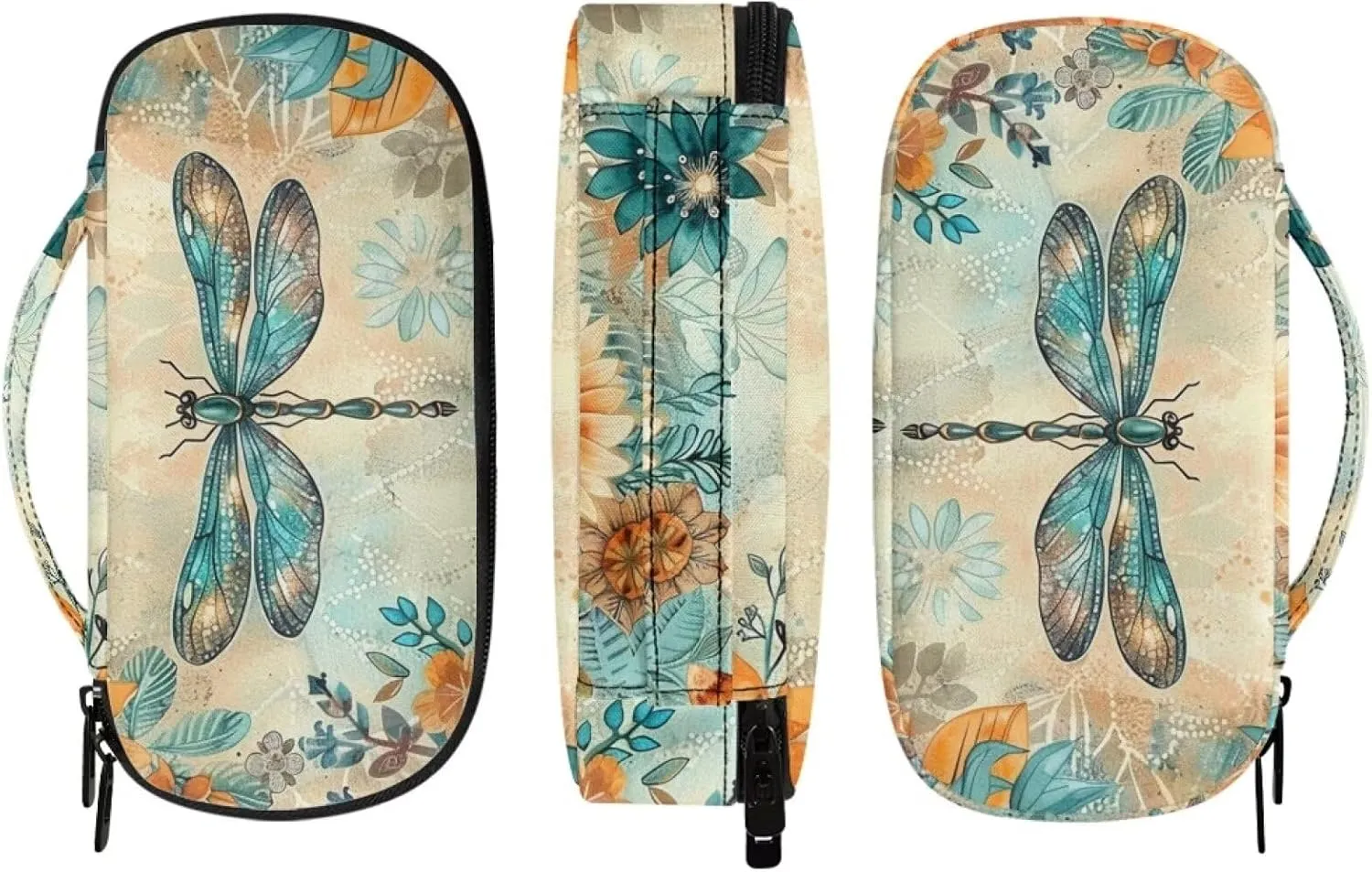 ZOUTAIRONG Dragonfly Flower Horse Insulin Cooler Travel Bag, Tribal Diabetic Travel Case Insulated Organizer Case Travel Storage Portable Medication Cooler Bag for Insulin Pens Blood Glucose Meter