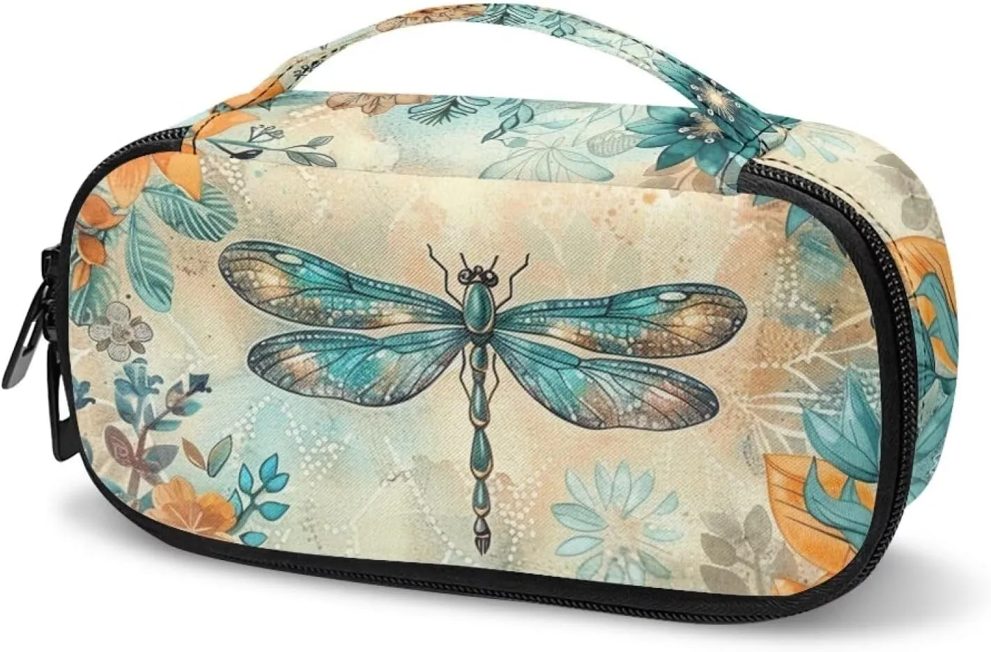 ZOUTAIRONG Dragonfly Flower Horse Insulin Cooler Travel Bag, Tribal Diabetic Travel Case Insulated Organizer Case Travel Storage Portable Medication Cooler Bag for Insulin Pens Blood Glucose Meter