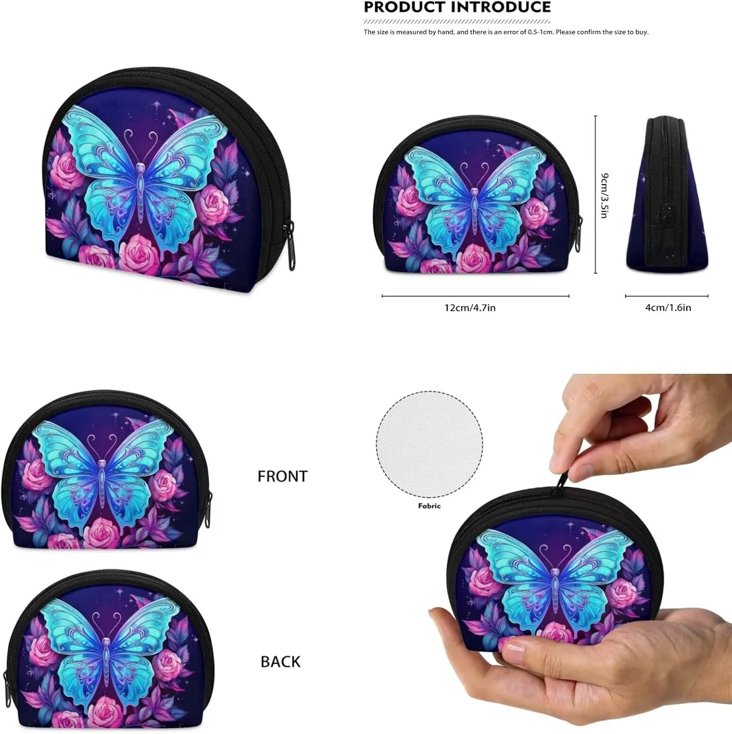 ZOUTAIRONG Flower Butterfly Mini Backpack Purse for Teen Girls Small Daypack Womens Wallet Set Travel Storage Bag Casual Rucksack Shoulder Bag Satchel Purse Handbags Blue
