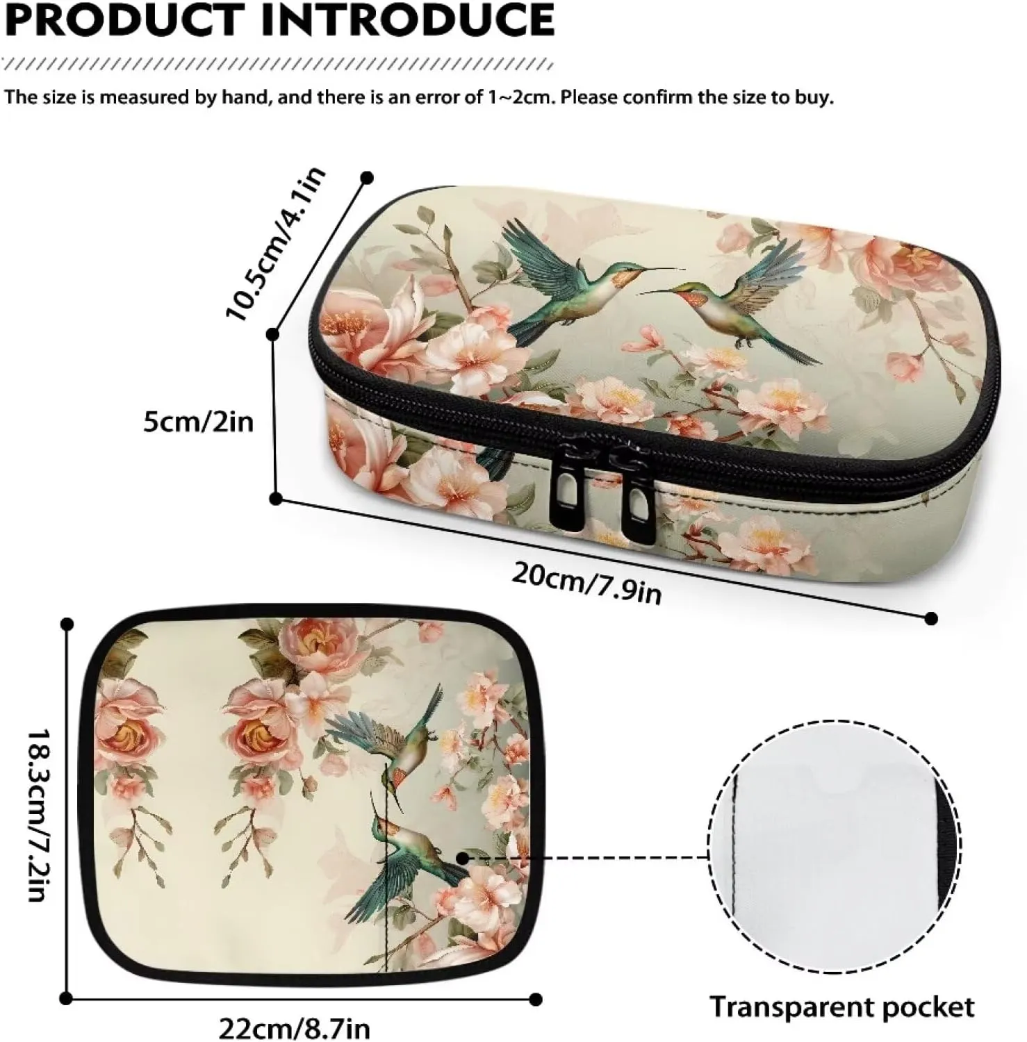 ZOUTAIRONG Flower Hummingbird Insulin Cooler Travel Case Colorful Diabetic Kit with Handle Small Diabetic Supplies Bag Medicine Travel Case for Insulin Pen and Blood Glucose Monitor Supplies