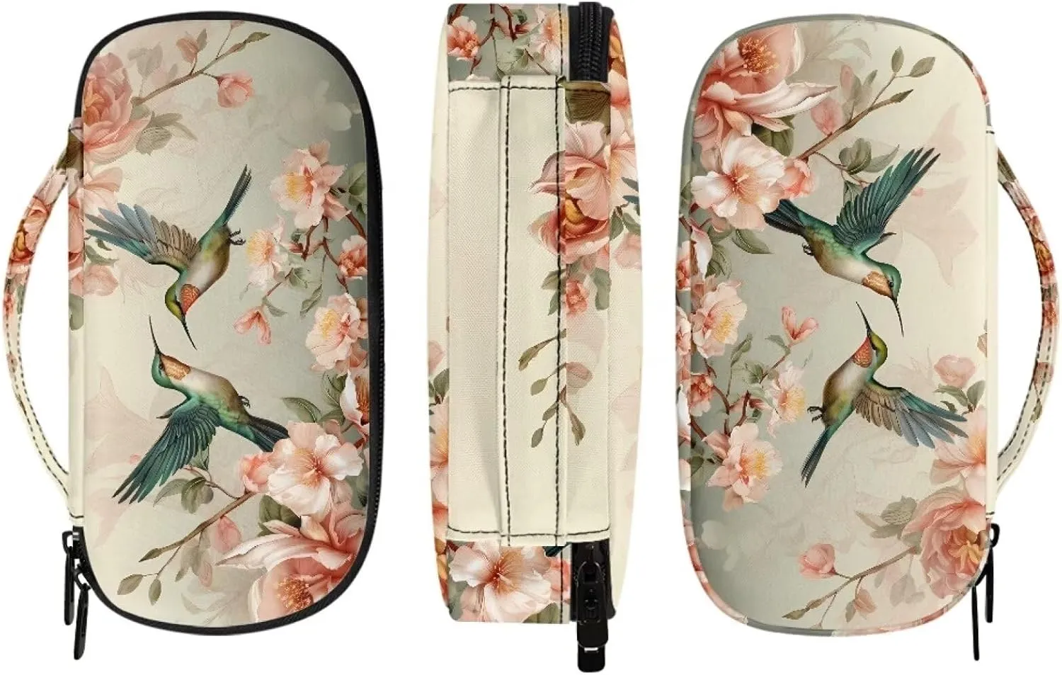 ZOUTAIRONG Flower Hummingbird Insulin Cooler Travel Case Colorful Diabetic Kit with Handle Small Diabetic Supplies Bag Medicine Travel Case for Insulin Pen and Blood Glucose Monitor Supplies
